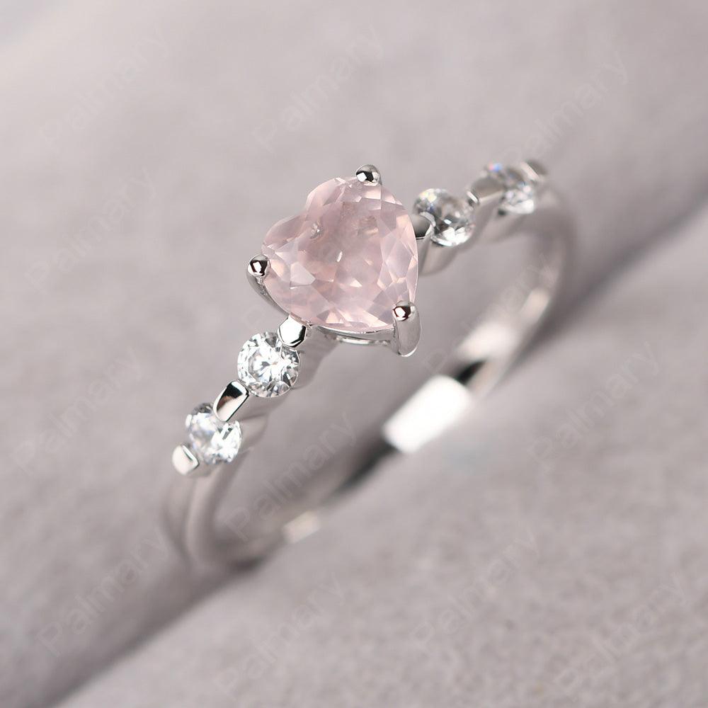 Heart Shaped Rose Quartz Wedding Ring
