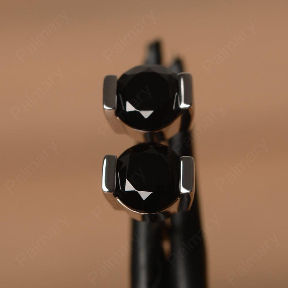 Black Spinel Bezel Stud Earrings - Palmary