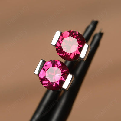 Ruby Bezel Stud Earrings - Palmary