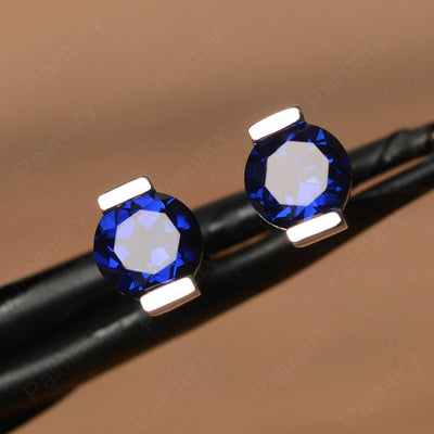 Sapphire Bezel Stud Earrings - Palmary