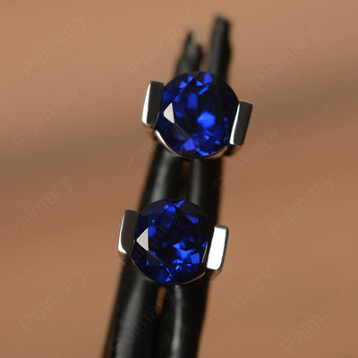 Sapphire Bezel Stud Earrings - Palmary