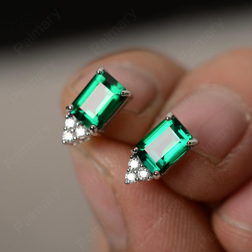 Emerald Cut Emerald Earrings Stud - Palmary