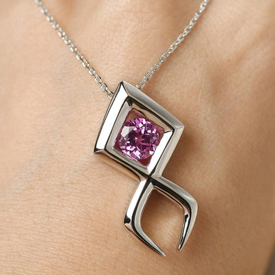 Fish Pink Sapphire Necklace Sterling Silver - Palmary