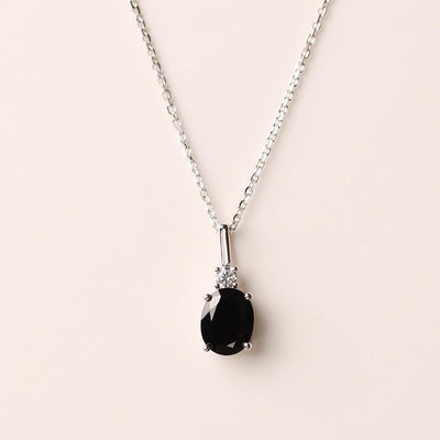 Oval Cut Black Spinel Necklace - Palmary
