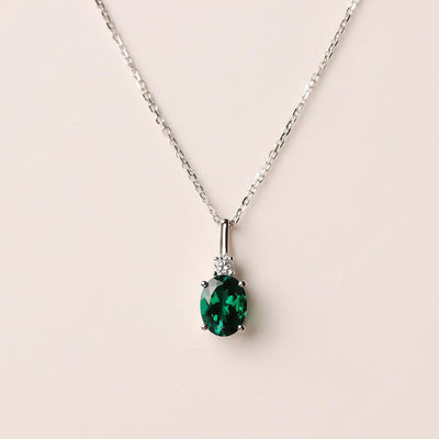 Oval Cut Emerald Necklace - Palmary