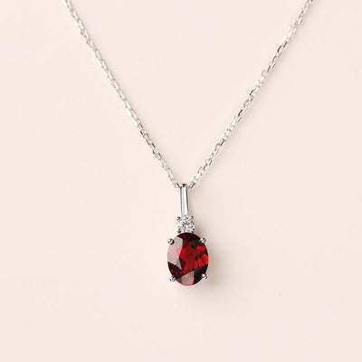 Oval Cut Garnet Necklace - Palmary