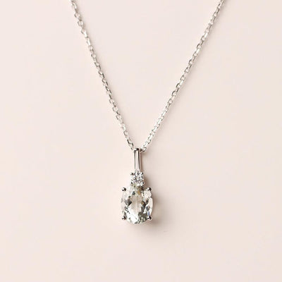 Oval Cut Green Amethyst Necklace - Palmary