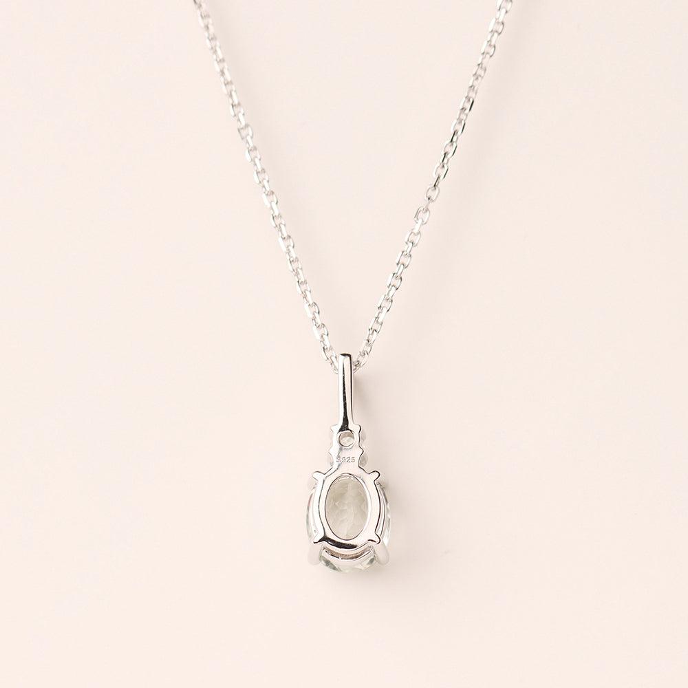 Oval Cut Green Amethyst Necklace - Palmary