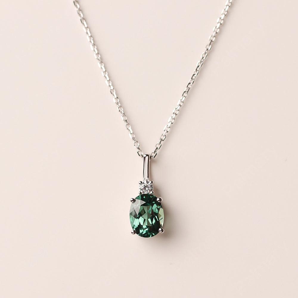 Oval Cut Green Sapphire Necklace - Palmary