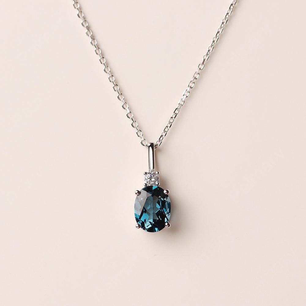 Oval Cut London Blue Topaz Necklace - Palmary