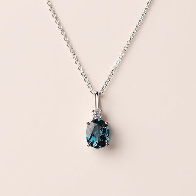 Oval Cut London Blue Topaz Necklace - Palmary