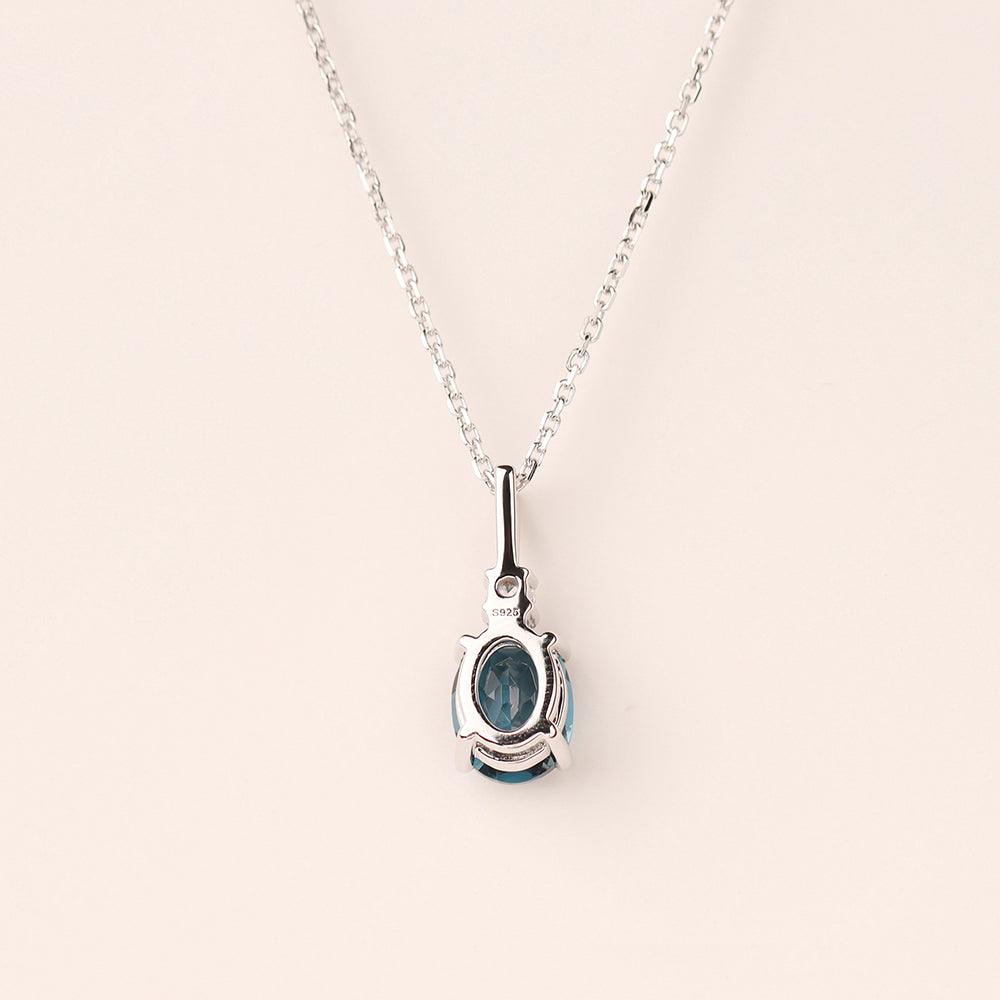 Oval Cut London Blue Topaz Necklace - Palmary