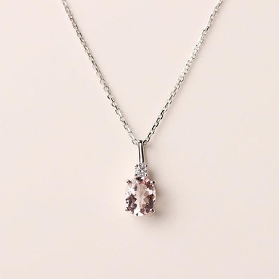 Oval Cut Morganite Necklace - Palmary