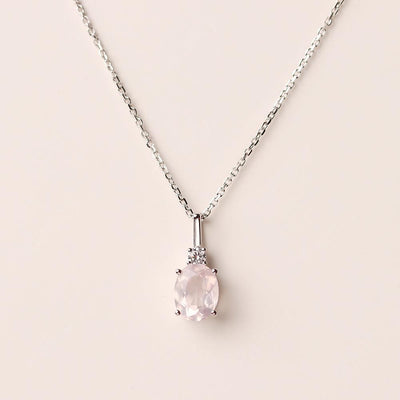 Oval Cut Rose Quartz Necklace - Palmary