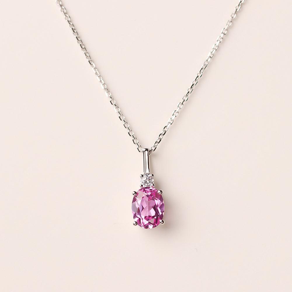 Oval Cut Pink Sapphire Necklace - Palmary