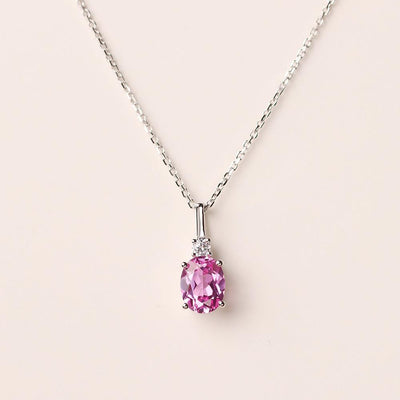 Oval Cut Pink Sapphire Necklace - Palmary