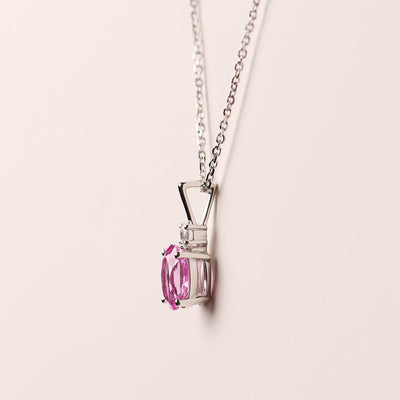 Oval Cut Pink Sapphire Necklace - Palmary