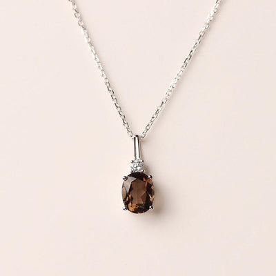Oval Cut Smoky Quartz  Necklace - Palmary