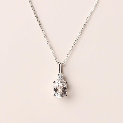 Oval Cut White Topaz Necklace - Palmary