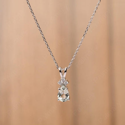 Pear Shaped Green Amethyst Necklace - Palmary