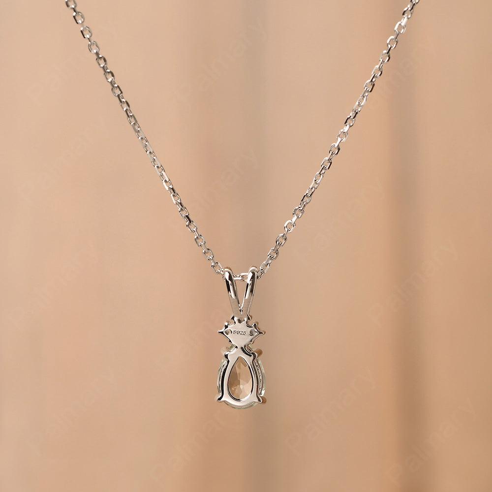 Pear Shaped Green Amethyst Necklace - Palmary