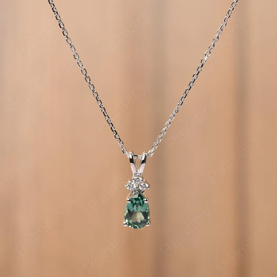 Pear Shaped Green Sapphire Necklace - Palmary