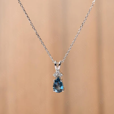 Pear Shaped London Blue Topaz Necklace - Palmary