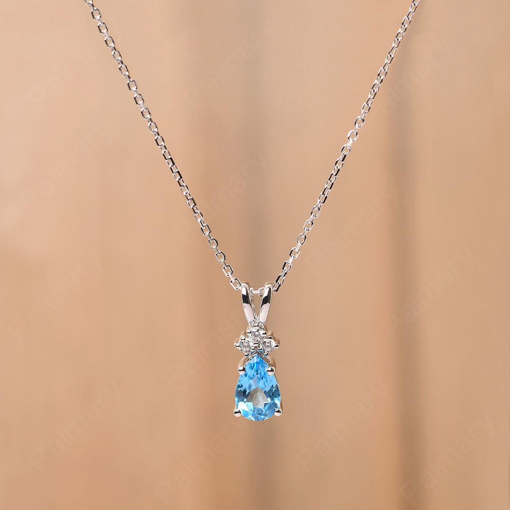 Pear Shaped Swiss Blue Topaz Necklace - Palmary