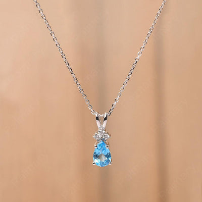 Pear Shaped Swiss Blue Topaz Necklace - Palmary