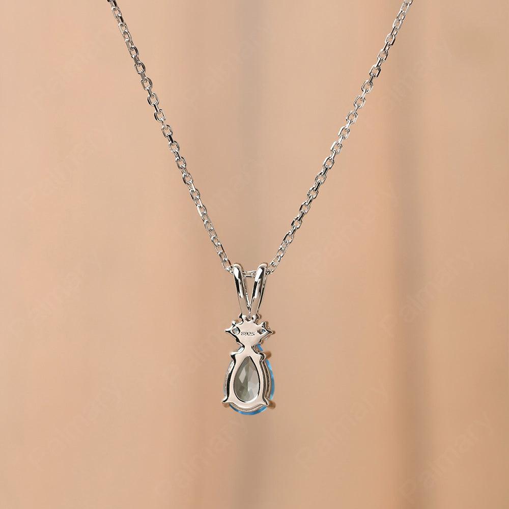 Pear Shaped Swiss Blue Topaz Necklace - Palmary