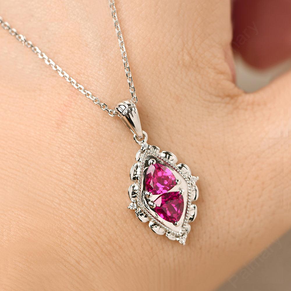 Vintage Two Stone Ruby Necklace - Palmary