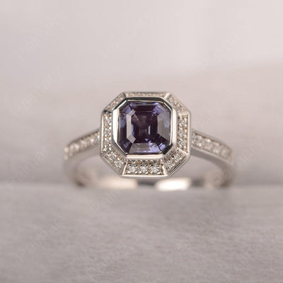 Bezel Setting Asscher Cut Alexandrite Rings - Palmary