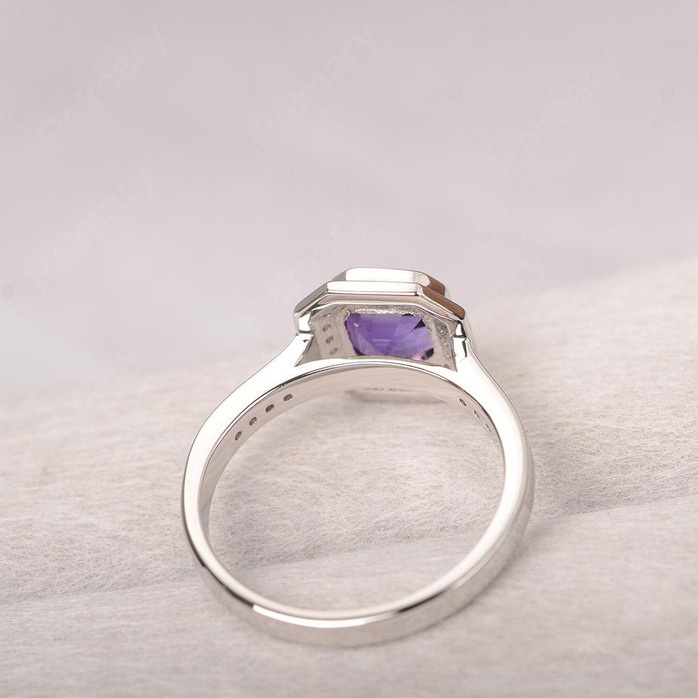 Bezel Setting Asscher Cut Amethyst Rings - Palmary