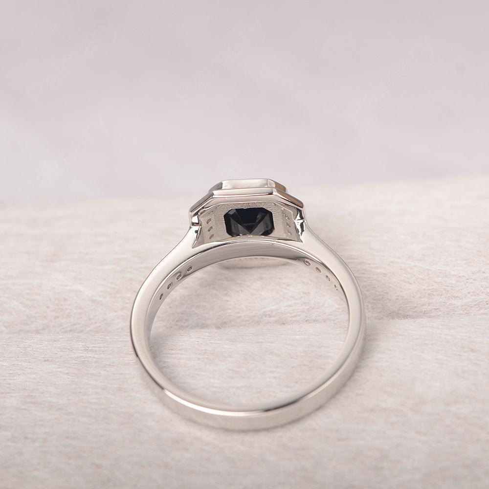 Bezel Setting Asscher Cut Black Spinel Rings - Palmary