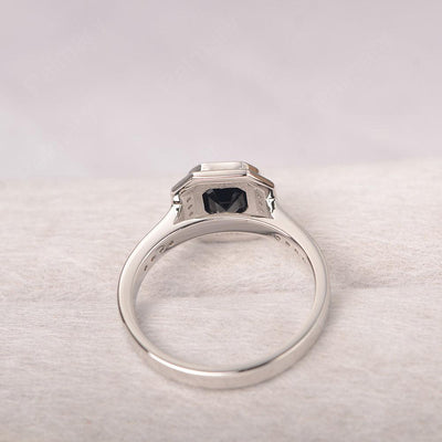 Bezel Setting Asscher Cut Black Spinel Rings - Palmary