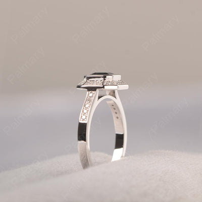 Bezel Setting Asscher Cut Black Spinel Rings - Palmary