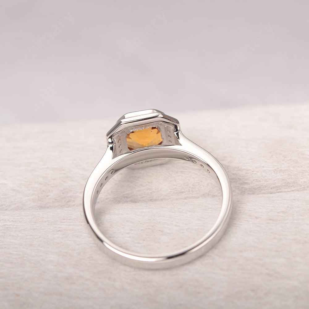 Bezel Setting Asscher Cut Citrine Rings - Palmary