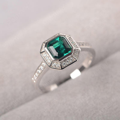 Bezel Setting Asscher Cut Emerald Rings - Palmary