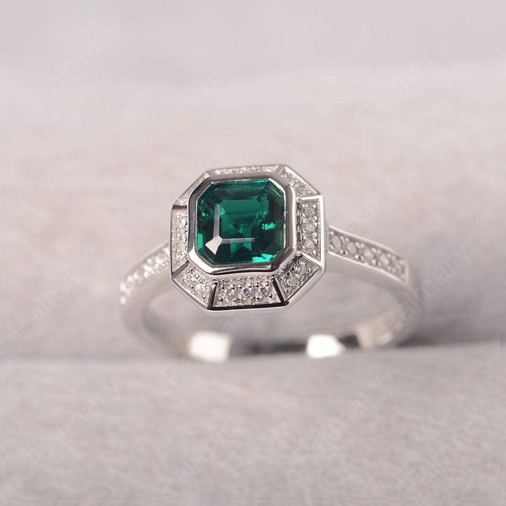 Bezel Setting Asscher Cut Emerald Rings - Palmary