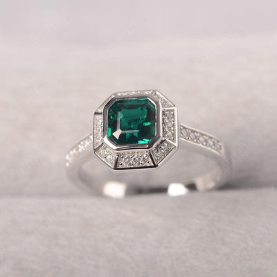 Bezel Setting Asscher Cut Emerald Rings - Palmary