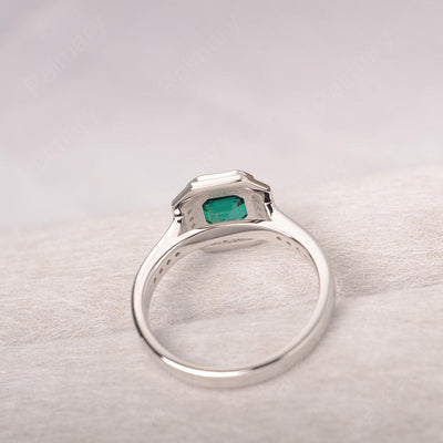 Bezel Setting Asscher Cut Emerald Rings - Palmary