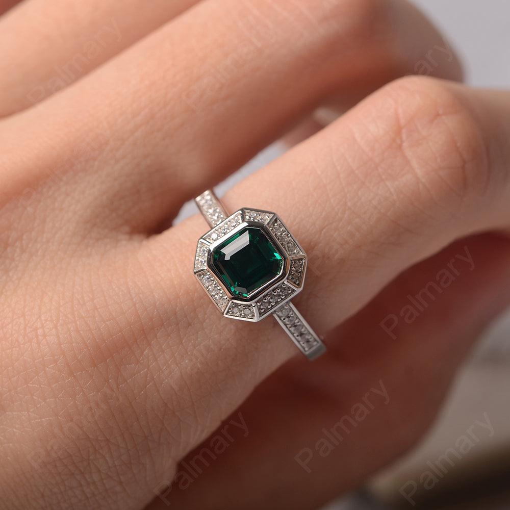 Bezel Setting Asscher Cut Emerald Rings - Palmary