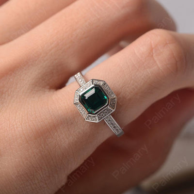 Bezel Setting Asscher Cut Emerald Rings - Palmary
