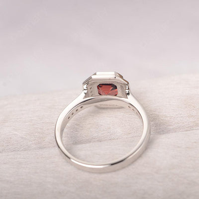 Bezel Setting Asscher Cut Garnet Rings - Palmary