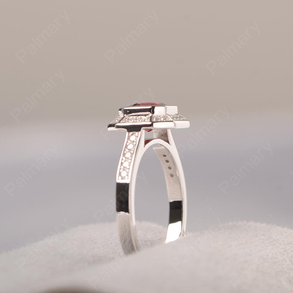 Bezel Setting Asscher Cut Garnet Rings - Palmary