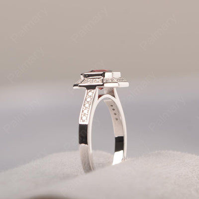 Bezel Setting Asscher Cut Garnet Rings - Palmary
