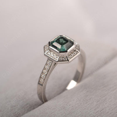 Bezel Setting Asscher Cut Green Sapphire Rings - Palmary