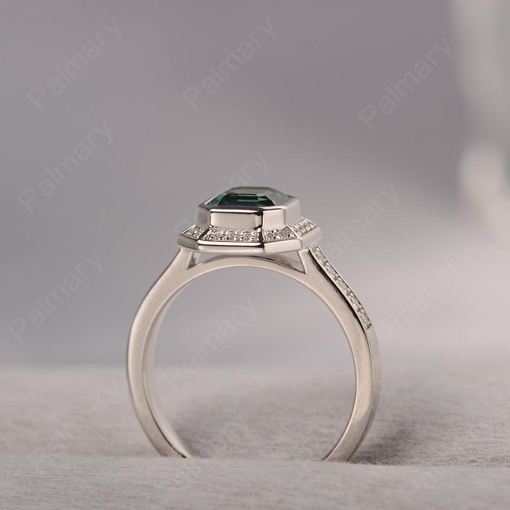 Bezel Setting Asscher Cut Green Sapphire Rings - Palmary