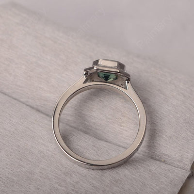 Bezel Setting Asscher Cut Green Sapphire Rings - Palmary