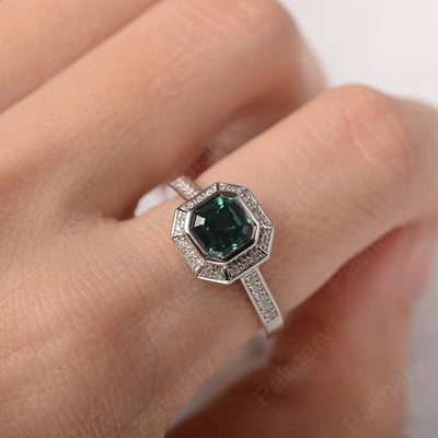 Bezel Setting Asscher Cut Green Sapphire Rings - Palmary